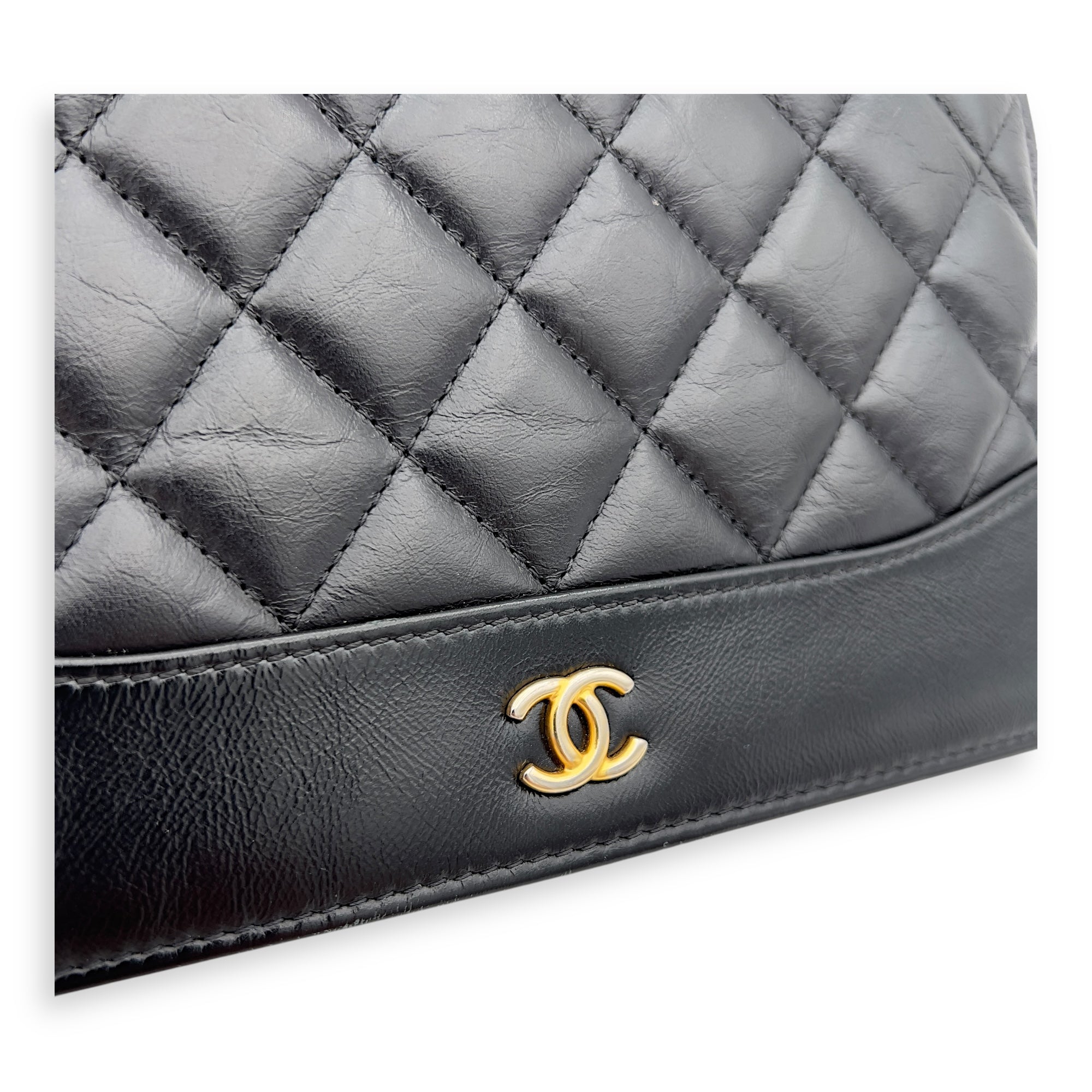 Chanel Gabrielle Wallet On Chain Black in Calfskin, Gold hardware_11