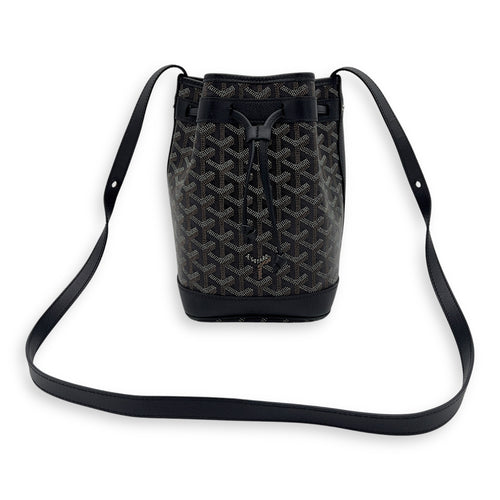 Goyard Flot Bucket Bag Black in Coated Canvas, Silver hardware_7