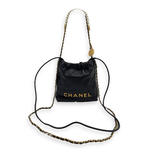 Chanel 22 Tote Crossbody Bag Mini Pearl in Calfskin, Gold hardware_7