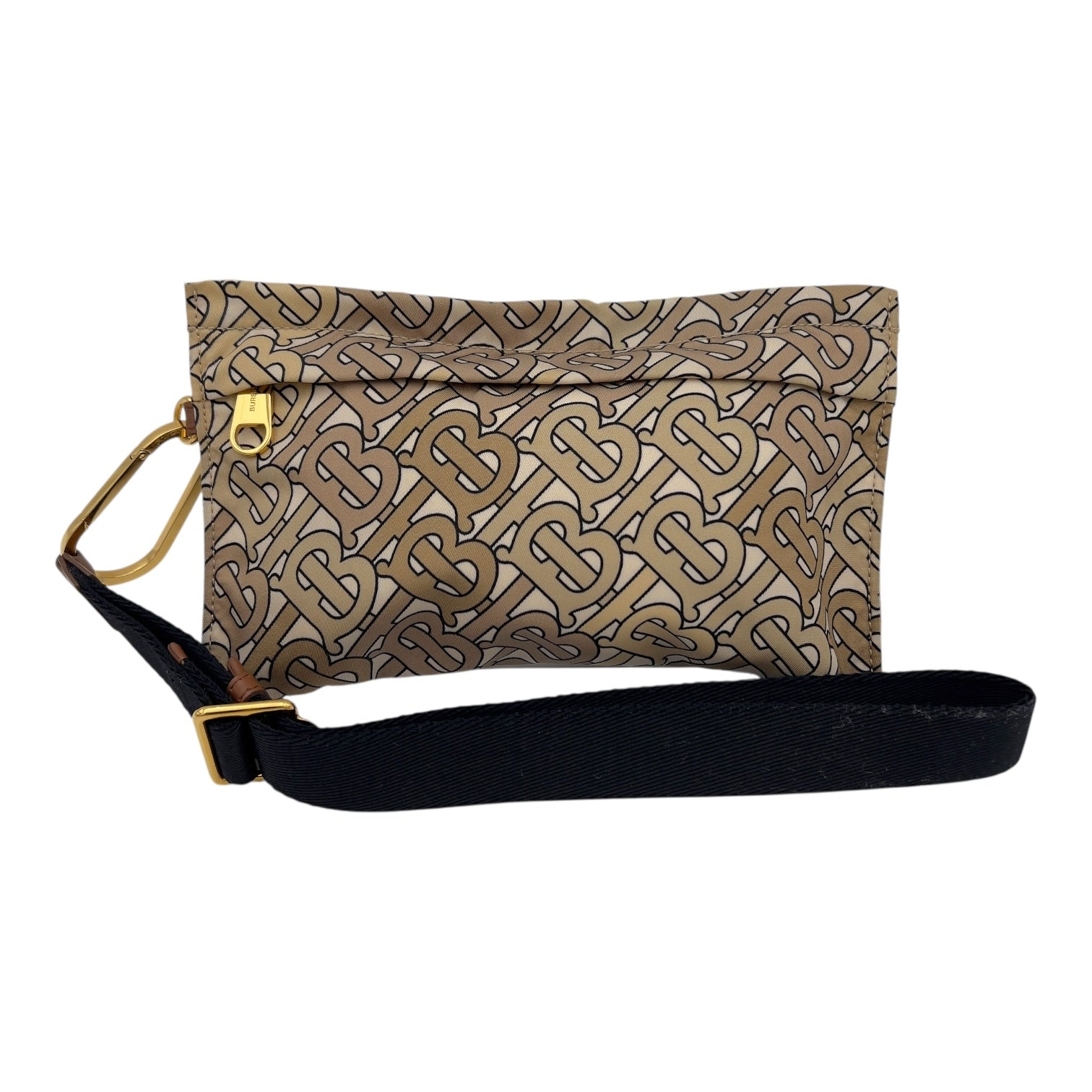 Balenciaga TB Logo Pouch Brown in Canvas, Gold hardware_7