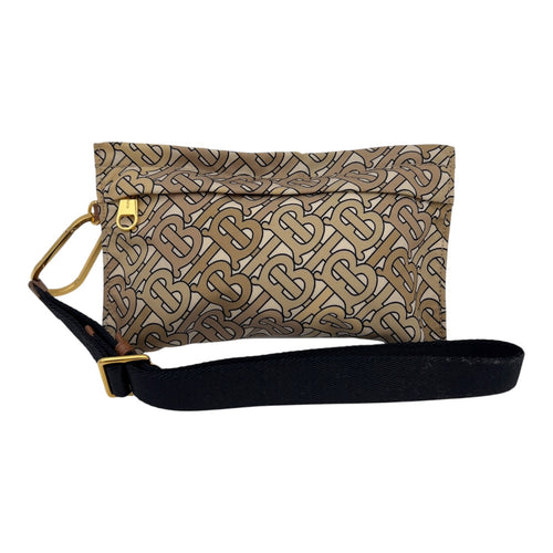 Balenciaga TB Logo Pouch Brown in Canvas, Gold hardware_7