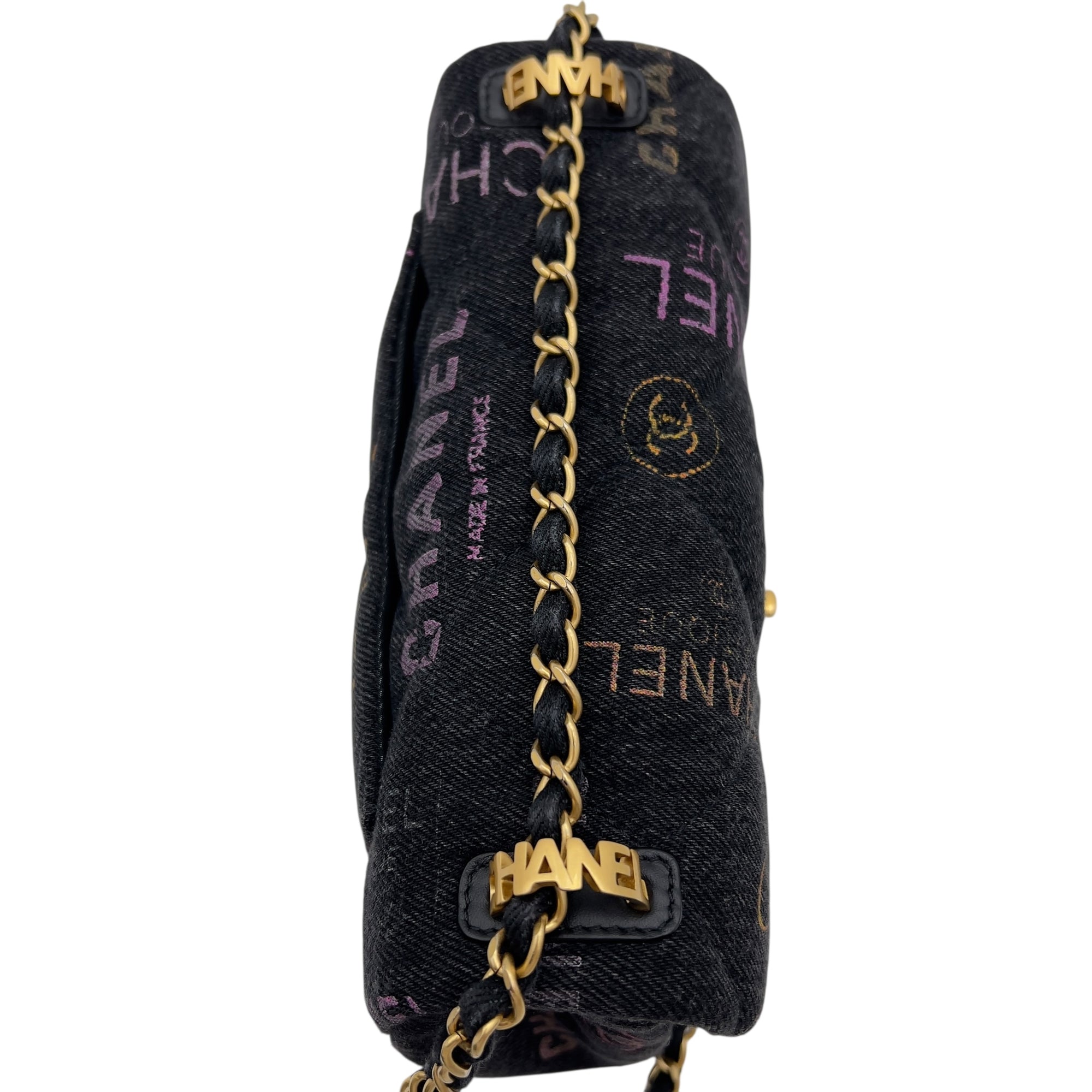 Chanel Mood Multi-colour Shoulder Bag in Denim, Gold hardware_11