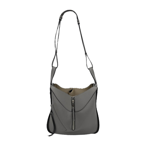 Loewe Hammock Small Grey Top Handle Bag in Calfskin, Silver hardware_7