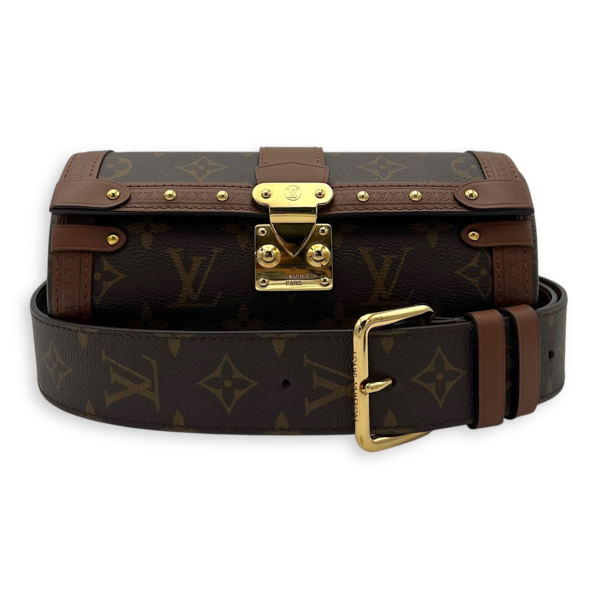 Louis Vuitton Papillon Trunk Brown Shoulder Bag in Monogram Coated Canvas, Gold hardware_9