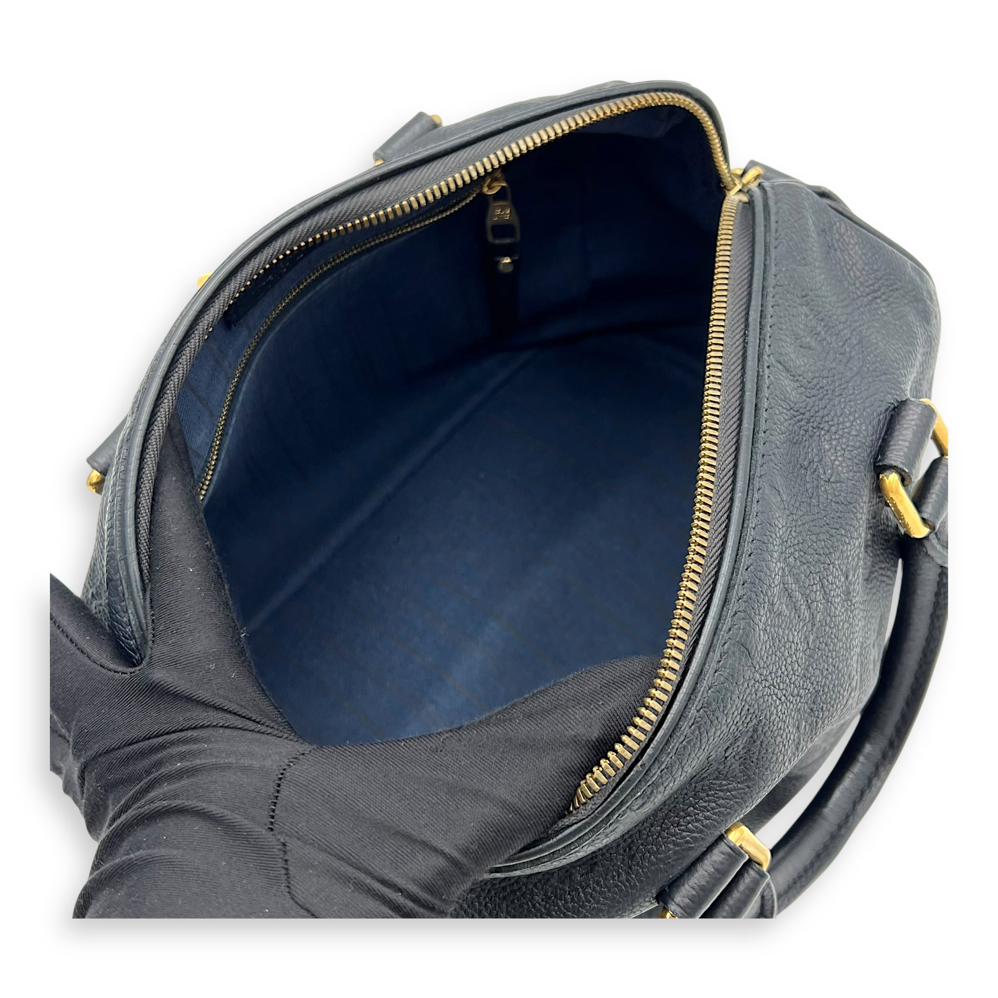 Louis Vuitton Speedy Top Handle Bag 25 Blue in Empreinte Leather, Gold hardware_9