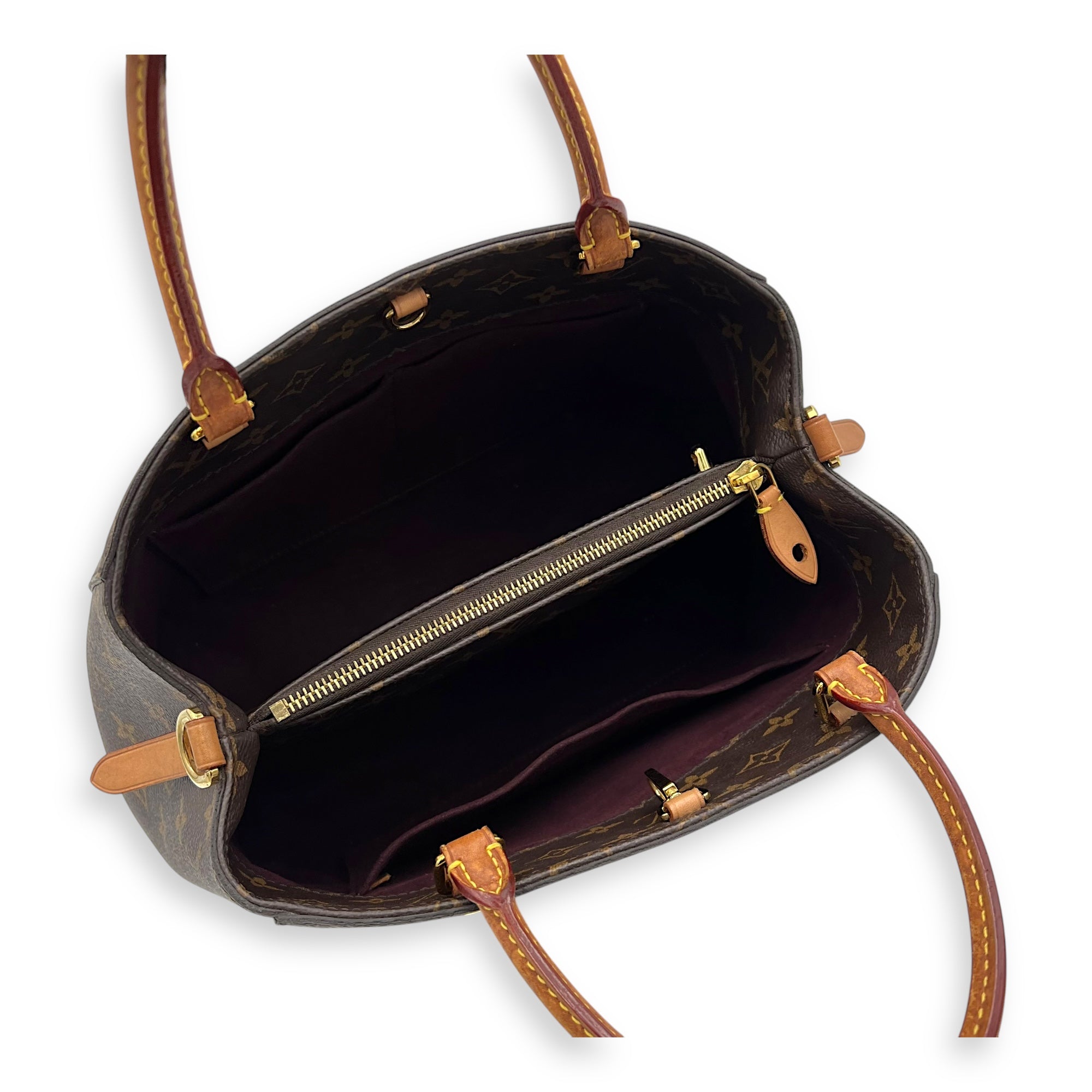 Louis Vuitton Montaigne MM Brown Top Handle Bag in Monogram Coated Canvas, Gold hardware_9