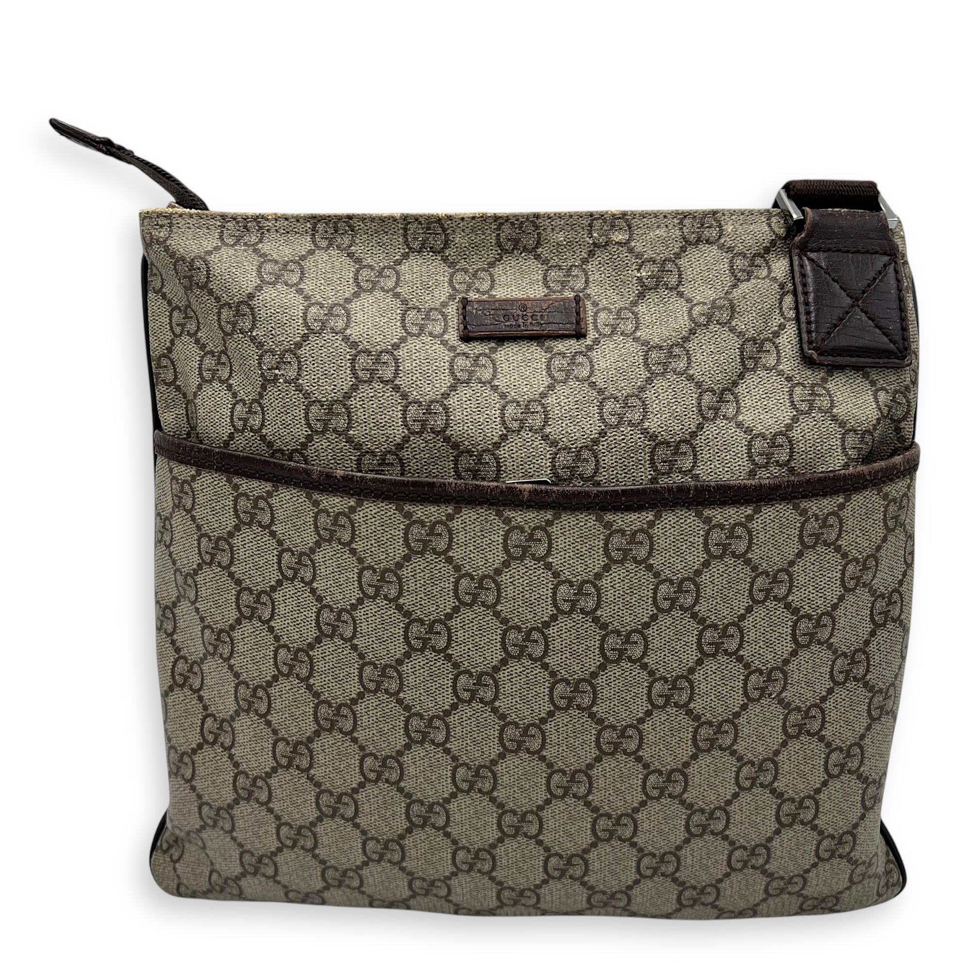 Gucci GG Supreme Shoulder Bag Brown in Coated Canvas, Silver hardware_1