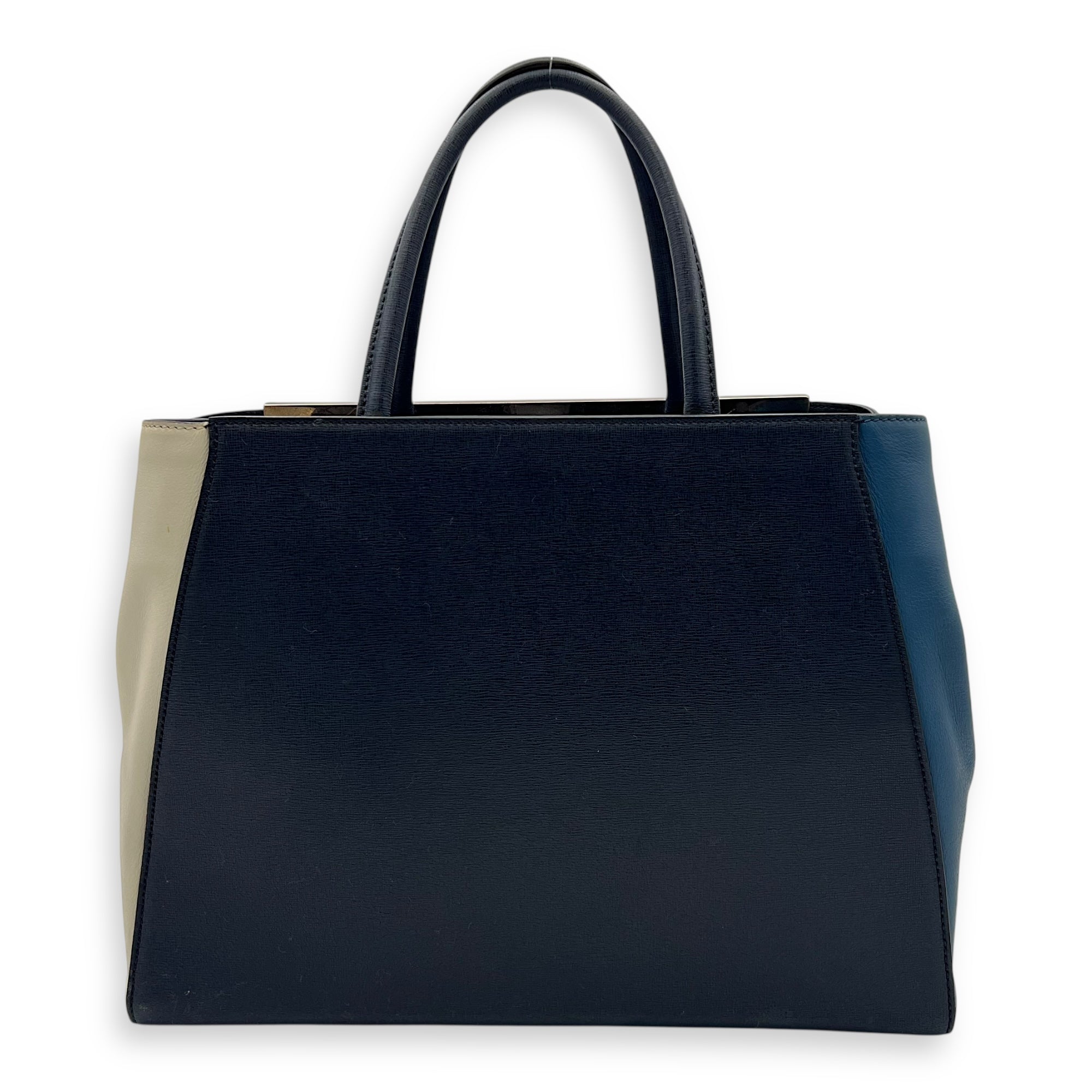 Fendi 2Jours Top Handle Bag Blue in Calfskin, Silver hardware_2