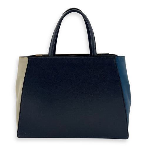 Fendi 2Jours Top Handle Bag Blue in Calfskin, Silver hardware_2
