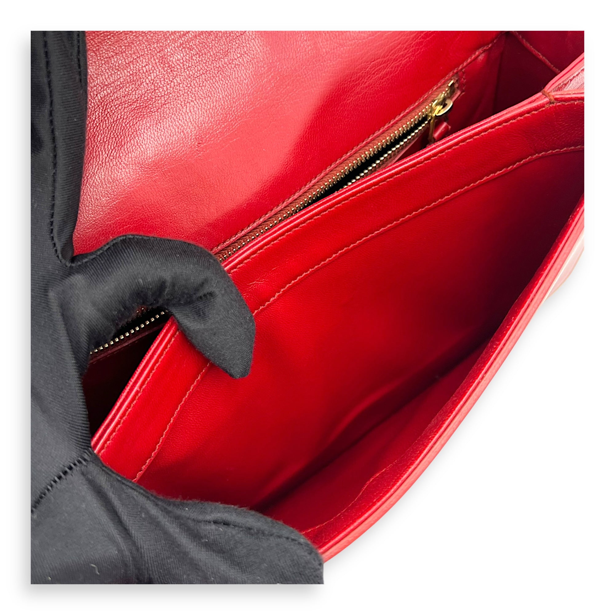 Saint Laurent Monogram Universite Crossbody Bag Red in Python Leather, Gold hardware_9