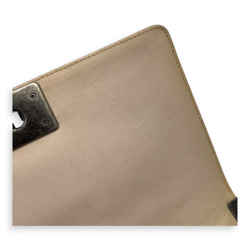 Chanel Boy Crossbody Bag Medium Beige in Calfskin, Silver hardware_9