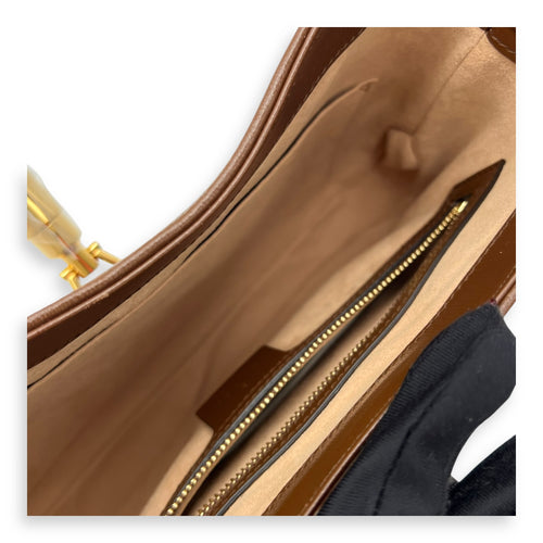 Gucci Jackie 1961 Top Handle Bag Brown in Coated Canvas, Gold hardware_9