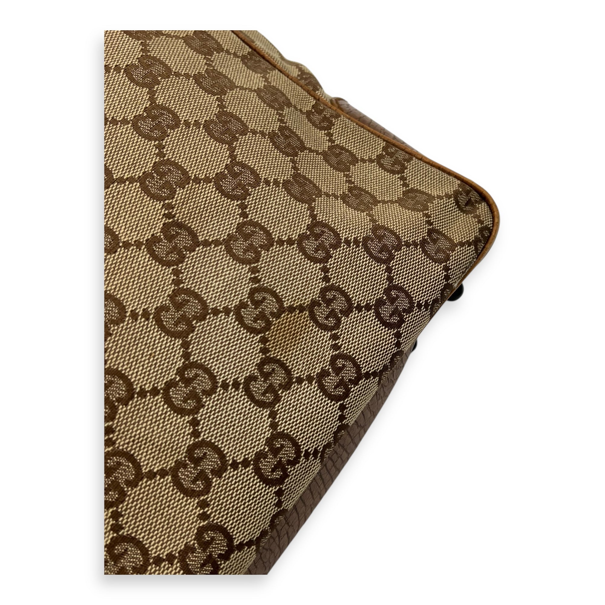 Gucci GG Top Handle Bag Brown in Canvas, Gold hardware_9