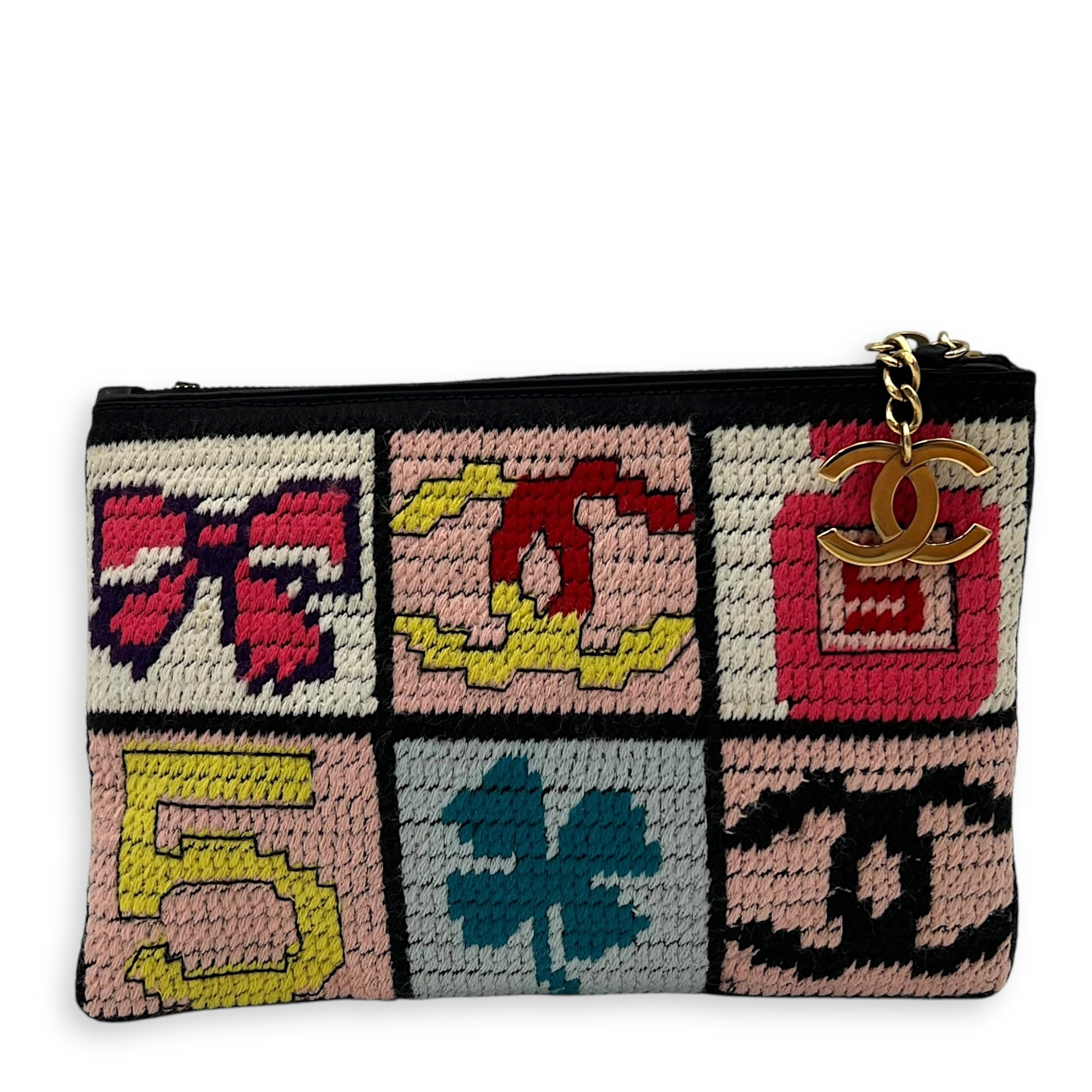Chanel Patchwork Clutch Multi-colour in Knit, Gold hardware_1