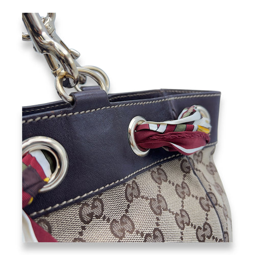 Gucci GG Brown Tote Bag in Canvas, Light Gold hardware_9