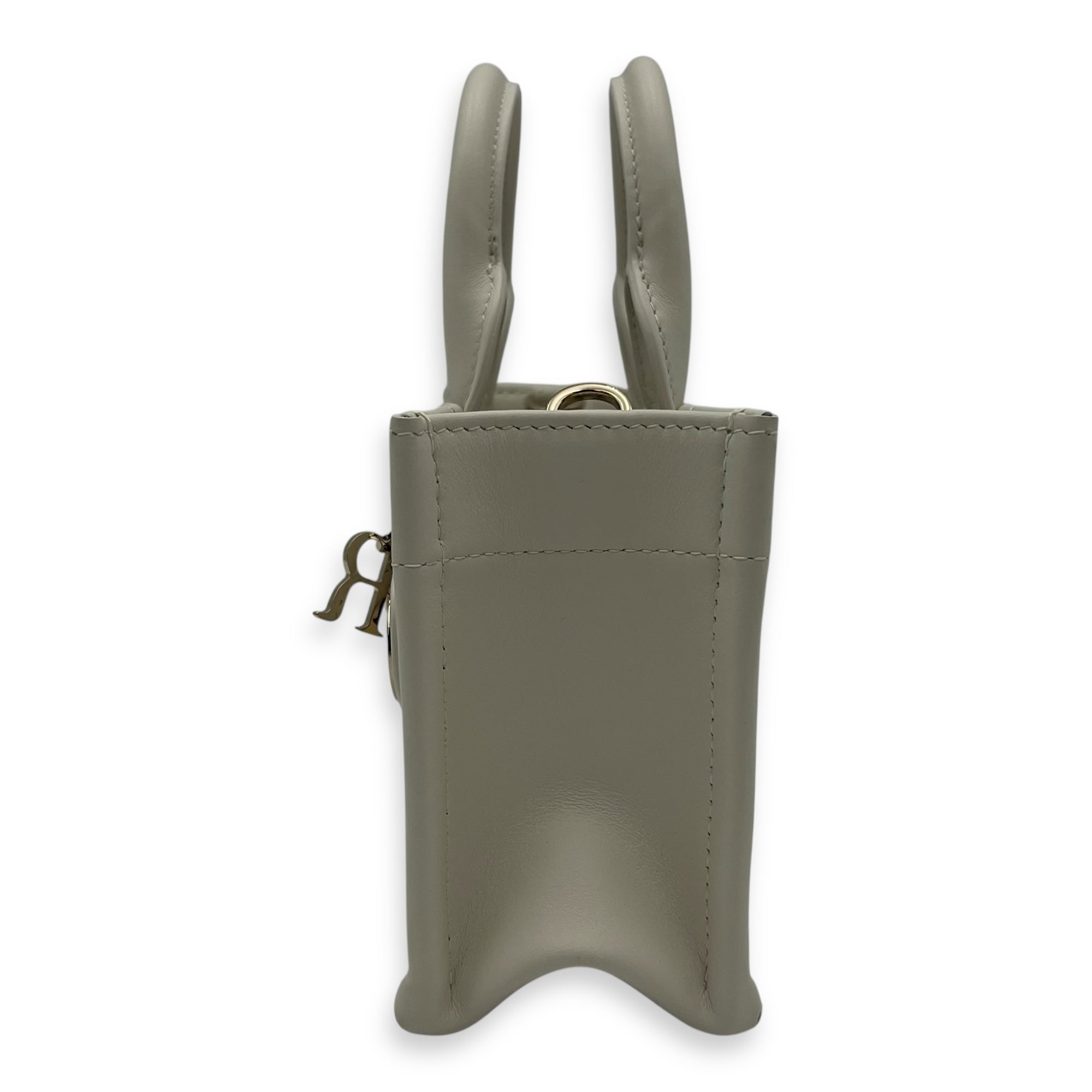 Christian Dior Book Tote Mini Latte Macrocannage Tote Bag in Calfskin, Gold hardware_4