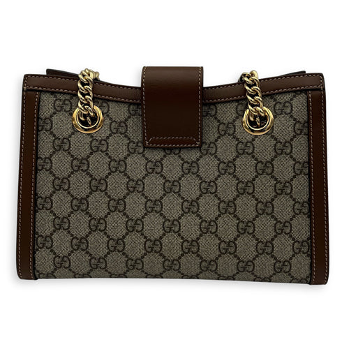 Gucci Padlock Brown Shoulder Bag in Coated Canvas, Gold hardware_2