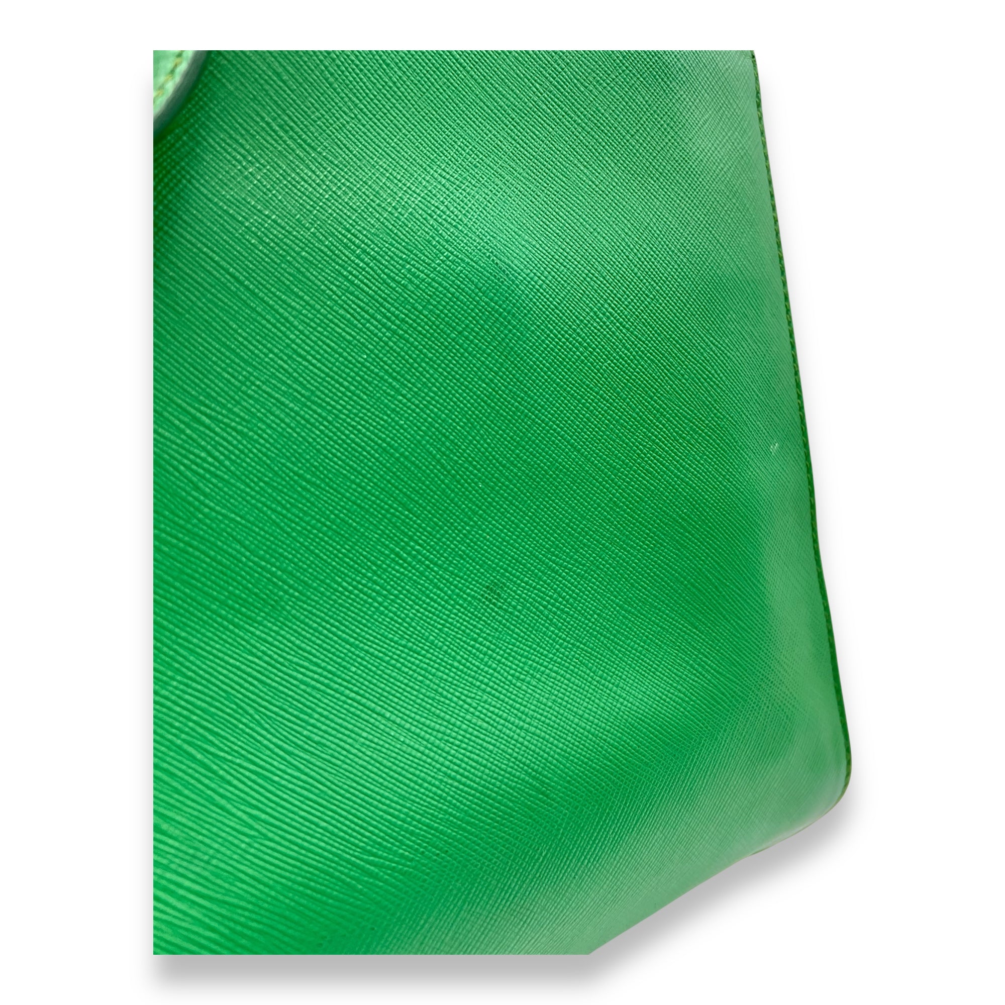Prada Logo Briefcase Green in Saffiano Leather, Silver hardware_9