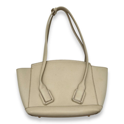 Bottega Veneta Arco White Top Handle Bag in Calfskin, Gold hardware_1