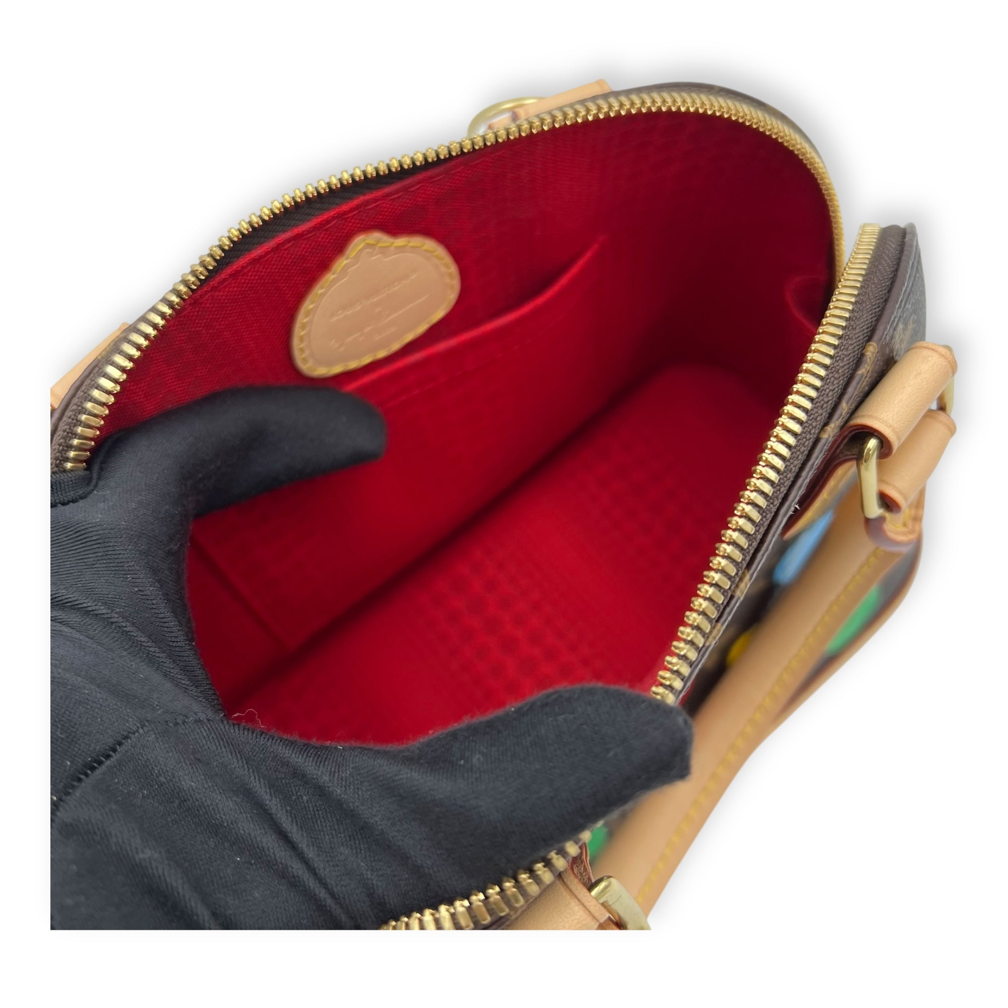 Louis Vuitton Alma BB Brown Top Handle Bag in Monogram Coated Canvas, Gold hardware_9