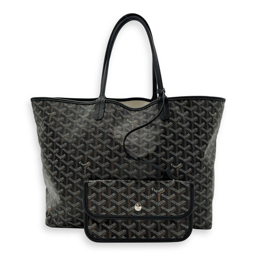 Goyard Saint Louis Tote Bag PM Black in Coated Canvas, Silver hardware_9