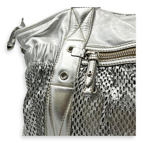 Miu Miu Perforated Tote Bag Silver in Calfskin, Silver hardware_9