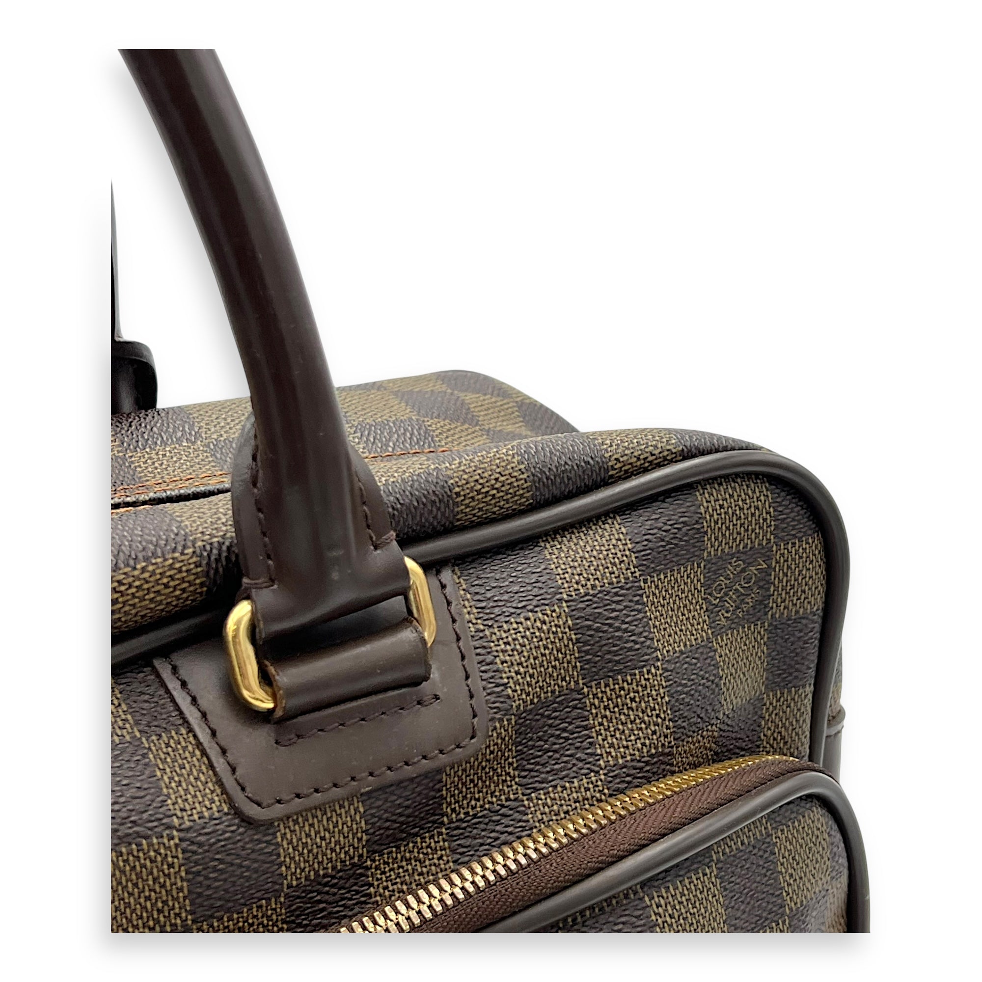 Louis Vuitton ICare Top Handle Bag Brown in Coated Canvas, Gold hardware_9