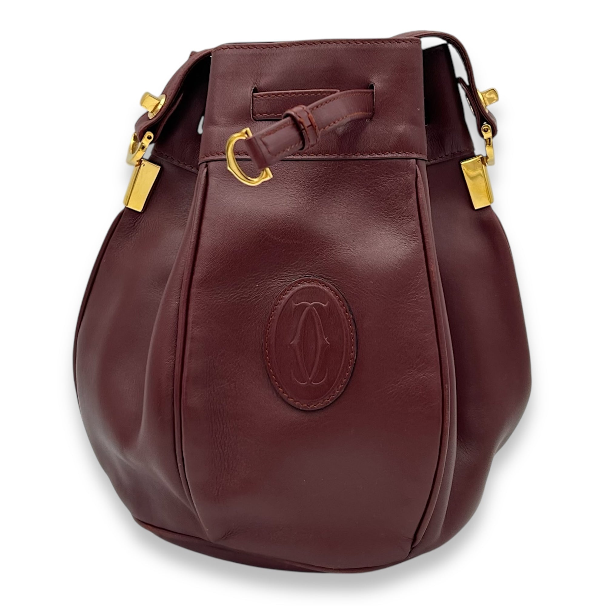 Cartier Must de Bucket Bag Red in Calfskin, Gold hardware_2