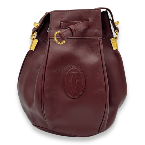 Cartier Must de Bucket Bag Red in Calfskin, Gold hardware_2
