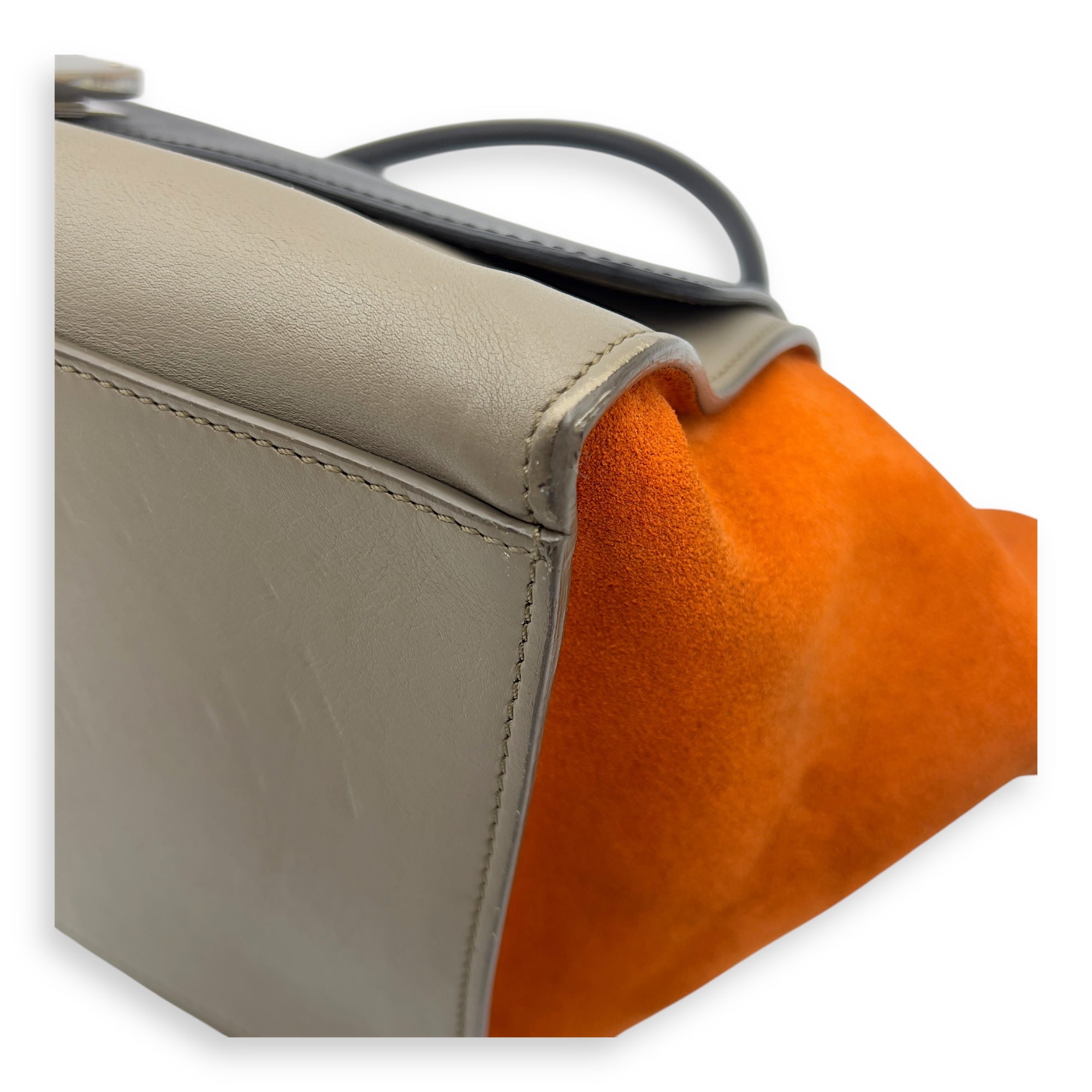 Celine Trapeze Top Handle Bag Medium Black in Calfskin, Silver hardware_7