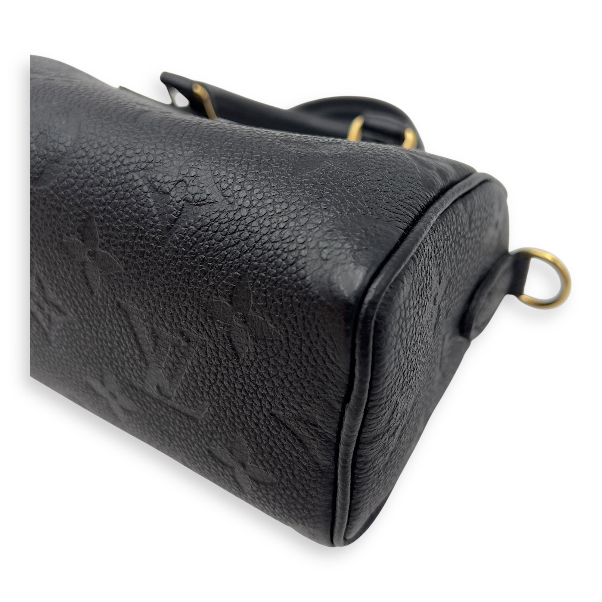 Louis Vuitton Speedy Nano Black Top Handle Bag in Monogram Empreinte Leather, Gold hardware_7
