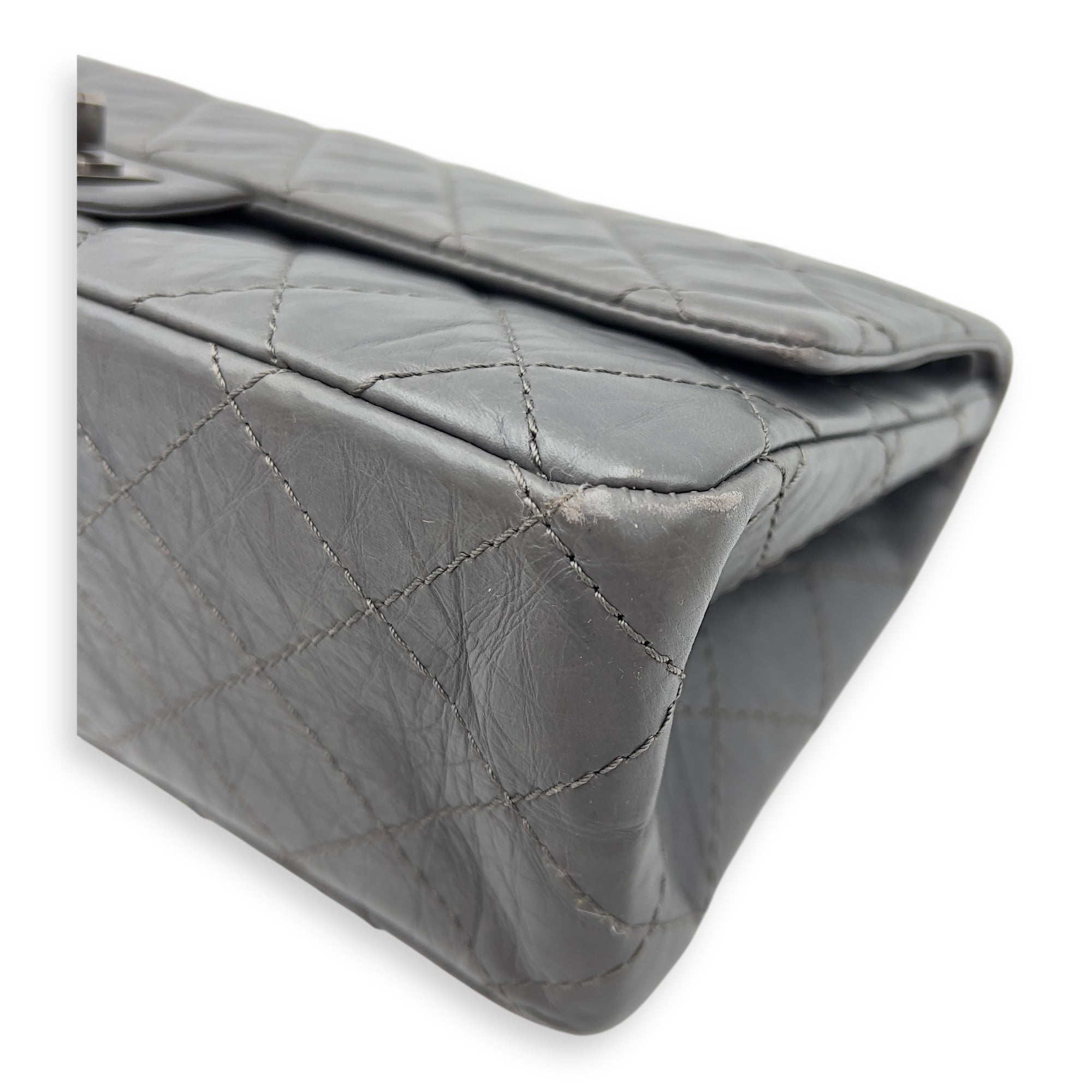 Chanel 2.55 Shoulder Bag Grey in Calfskin, Ruthenium hardware_7