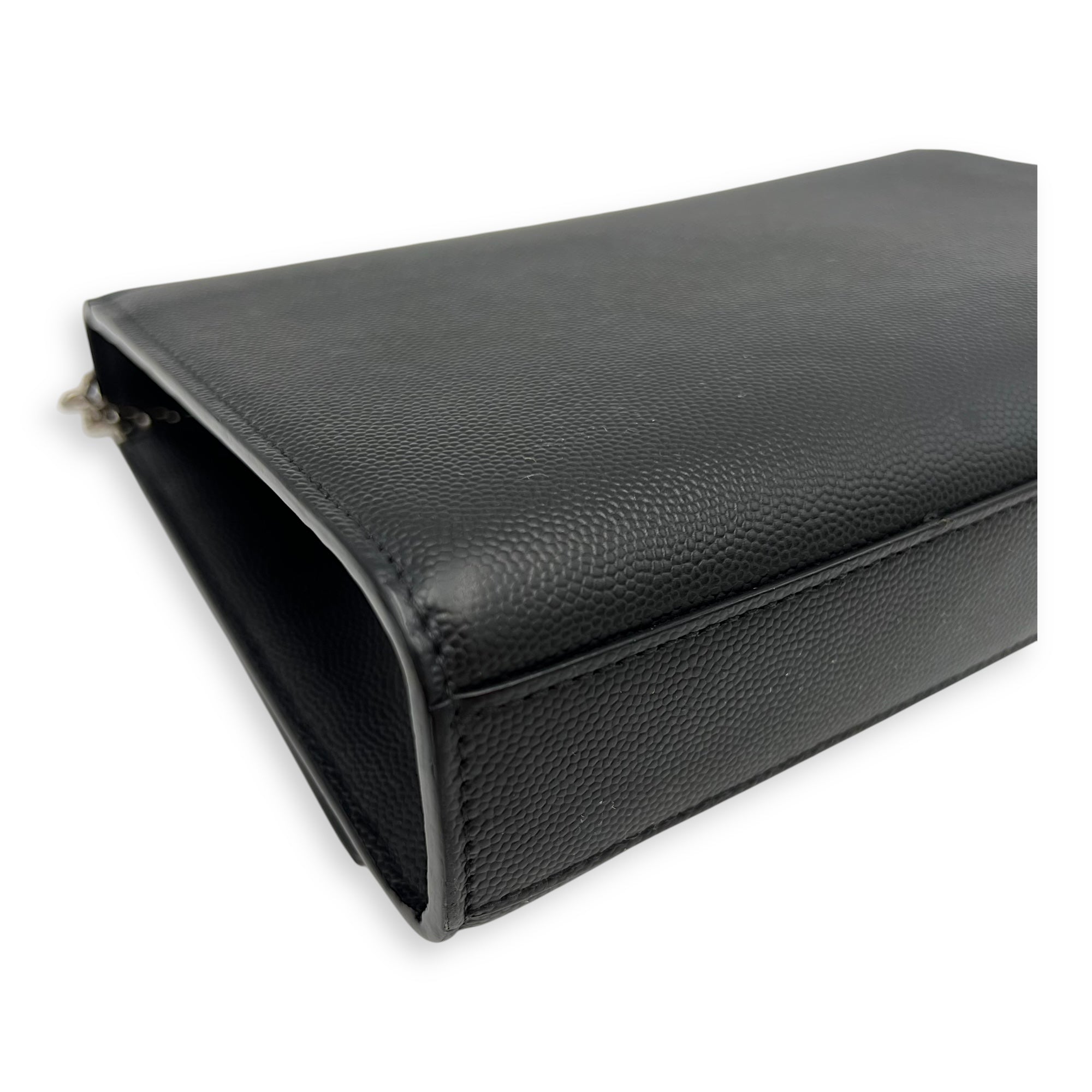 Saint Laurent Kate Crossbody Bag Black in Calfskin, Silver hardware_11
