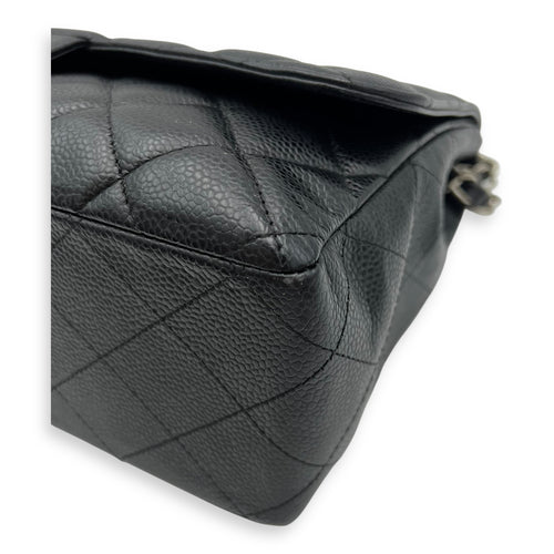 Chanel Classic Shoulder Bag Jumbo Black in Caviar Leather, Silver hardware_7