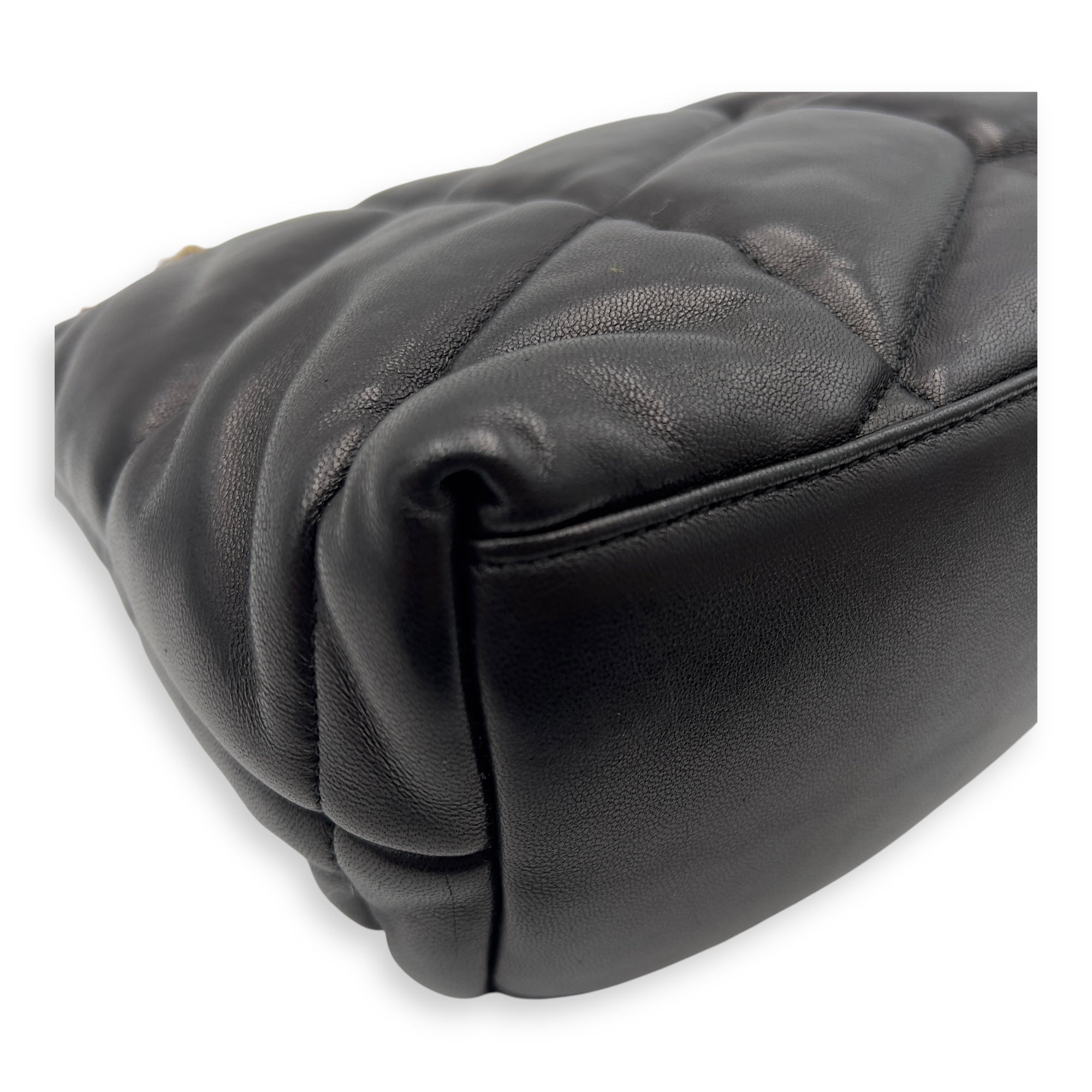 Saint Laurent Puffer Shoulder Bag Black in Calfskin, Gold hardware_11