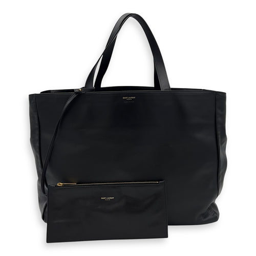 Saint Laurent Shopper Black Tote Bag in Calfskin, Gold hardware_9