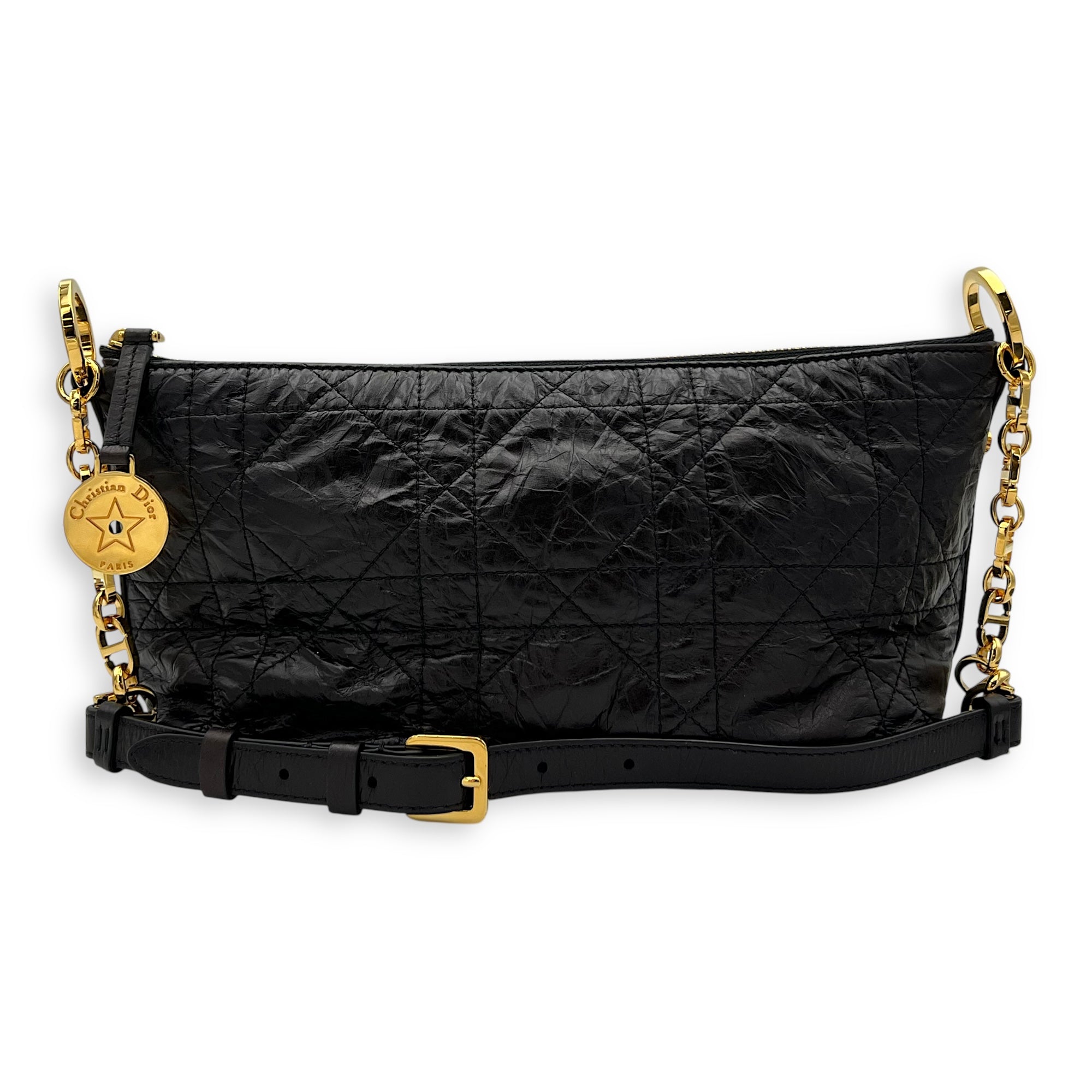 Christian Dior Hobostar Shoulder Bag Black in Calfskin, Gold hardware_9