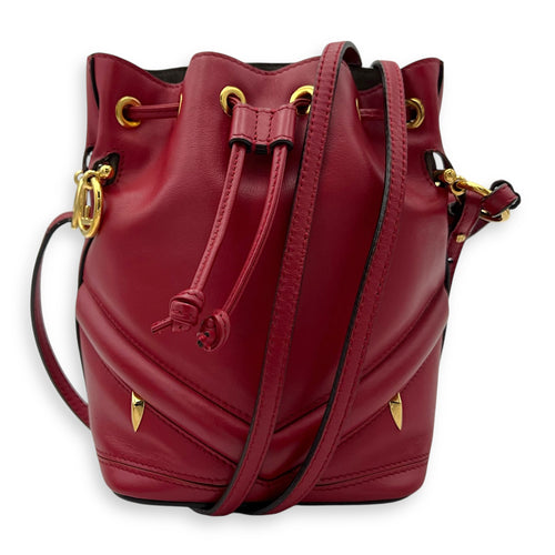 Fendi Mon Tresor Bucket Bag Red in Calfskin, Gold hardware_9