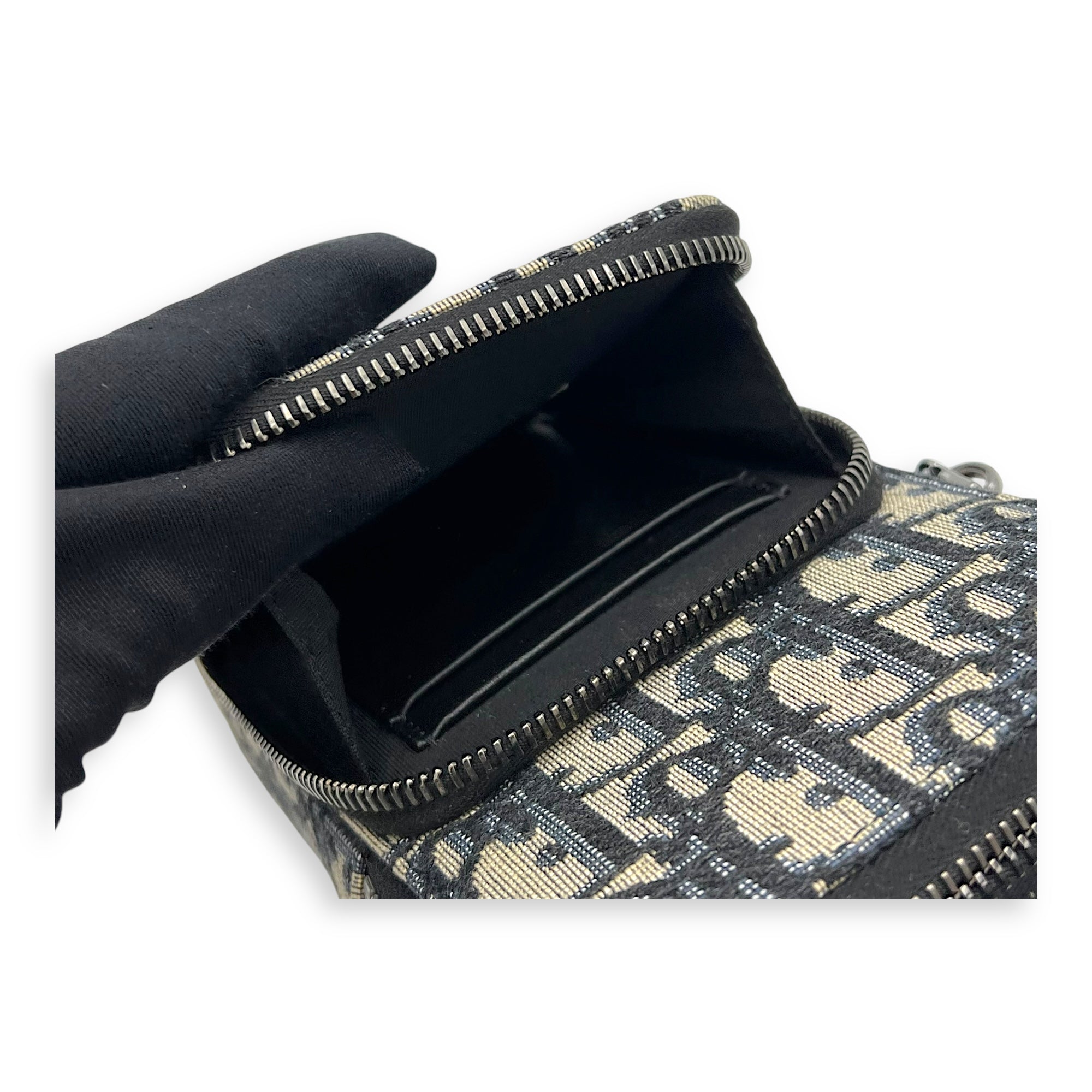 Christian Dior Oblique Crossbody Bag Blue in Jacquard, Silver hardware_9
