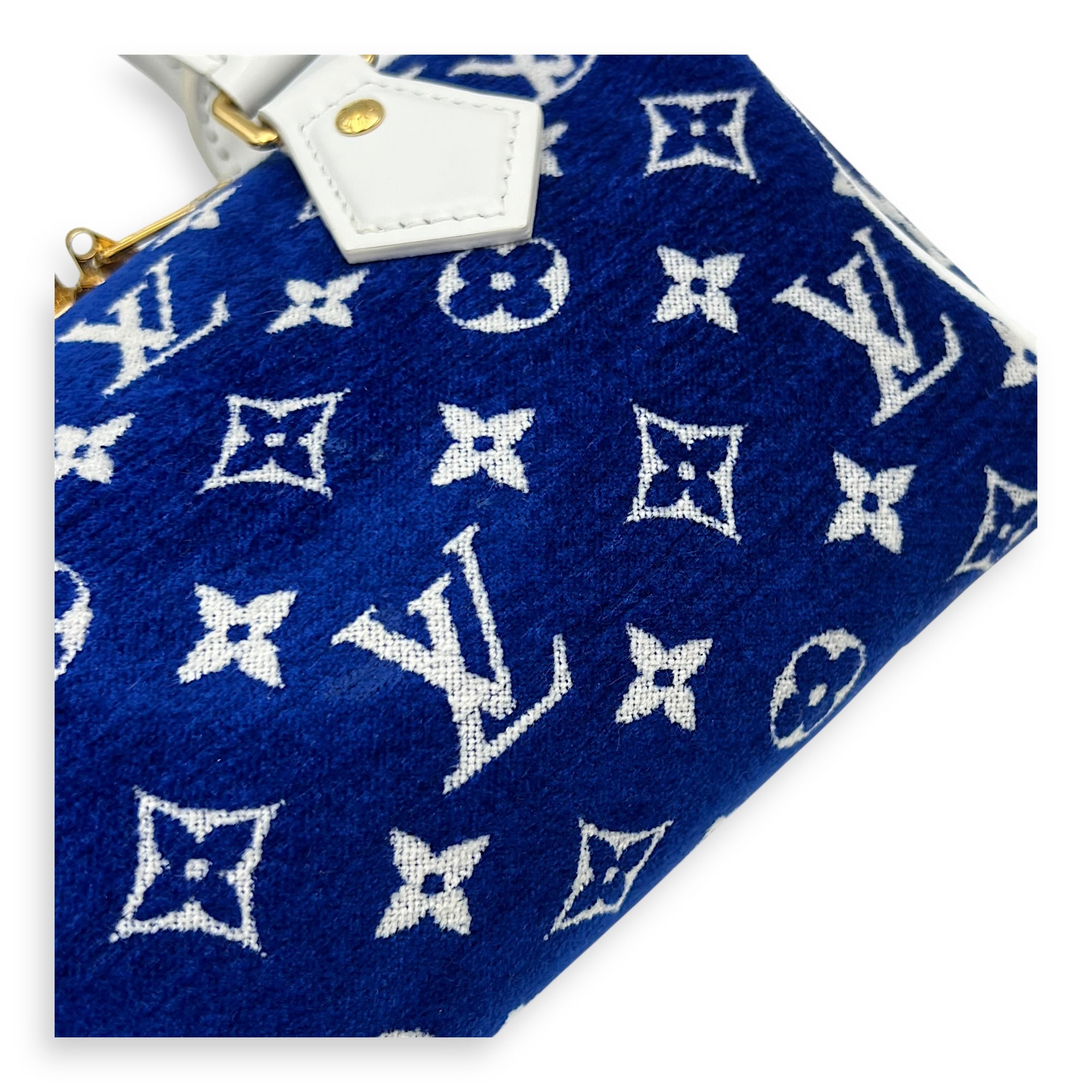 Louis Vuitton Speedy Bandouliere 20 Blue Top Handle Bag in Terry, Gold hardware_9