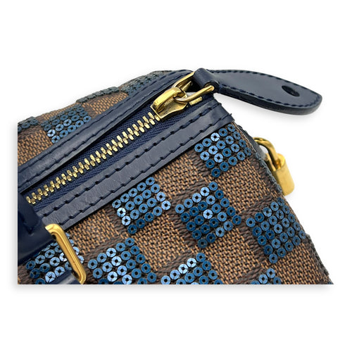 Louis Vuitton Speedy 30 Brown Top Handle Bag in Damier Paillettes, Gold hardware_9