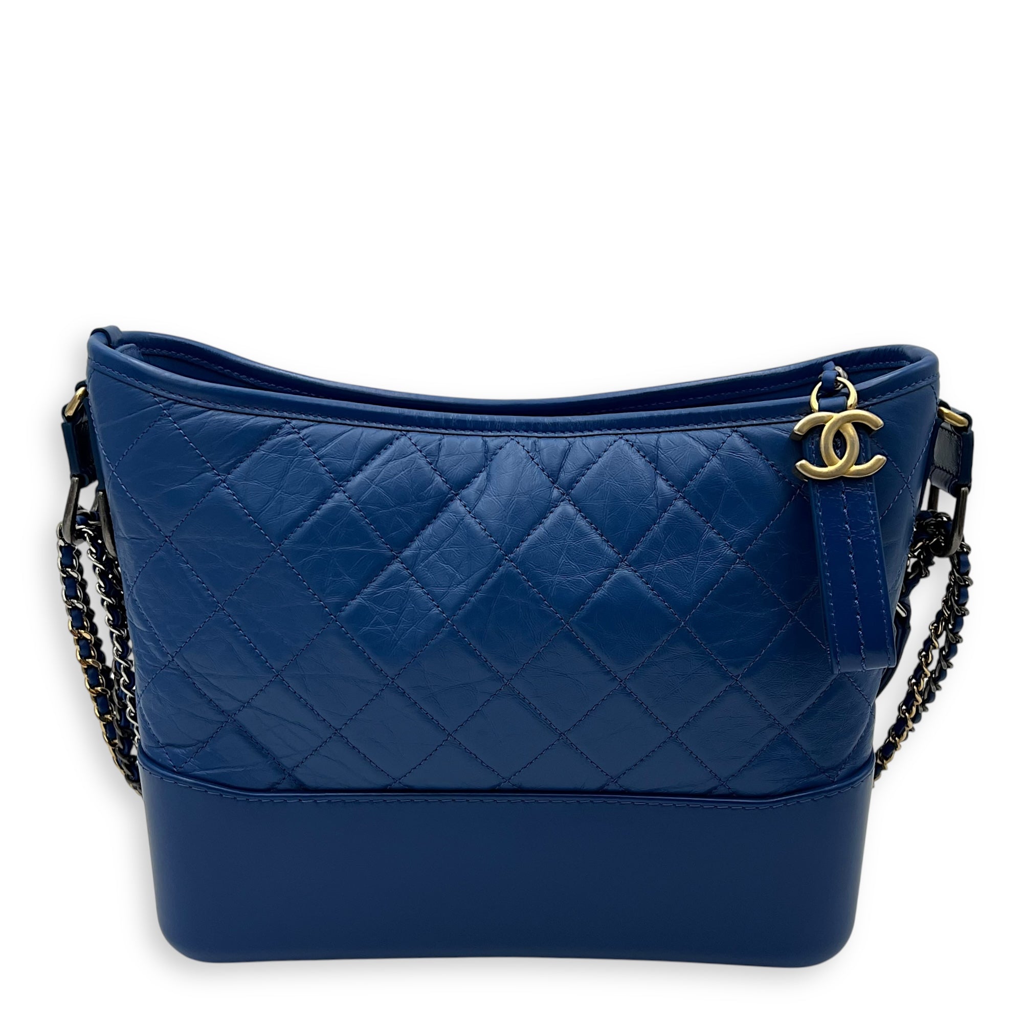 Chanel Gabrielle Shoulder Bag Medium Blue in Calfskin, Mixed hardware_1