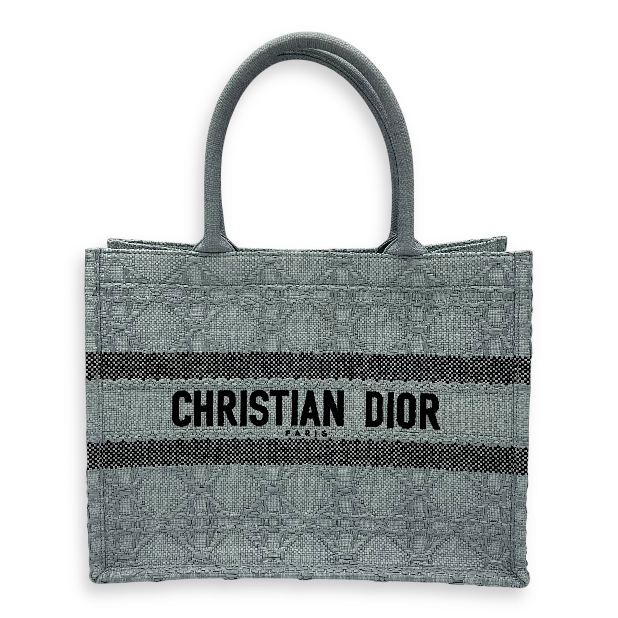 Christian Dior Book Tote Medium Blue Top Handle Bag in Raffia_1