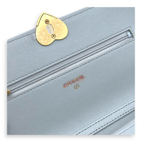 Chanel CC Wallet On Chain Blue in Lambskin, Gold hardware_9