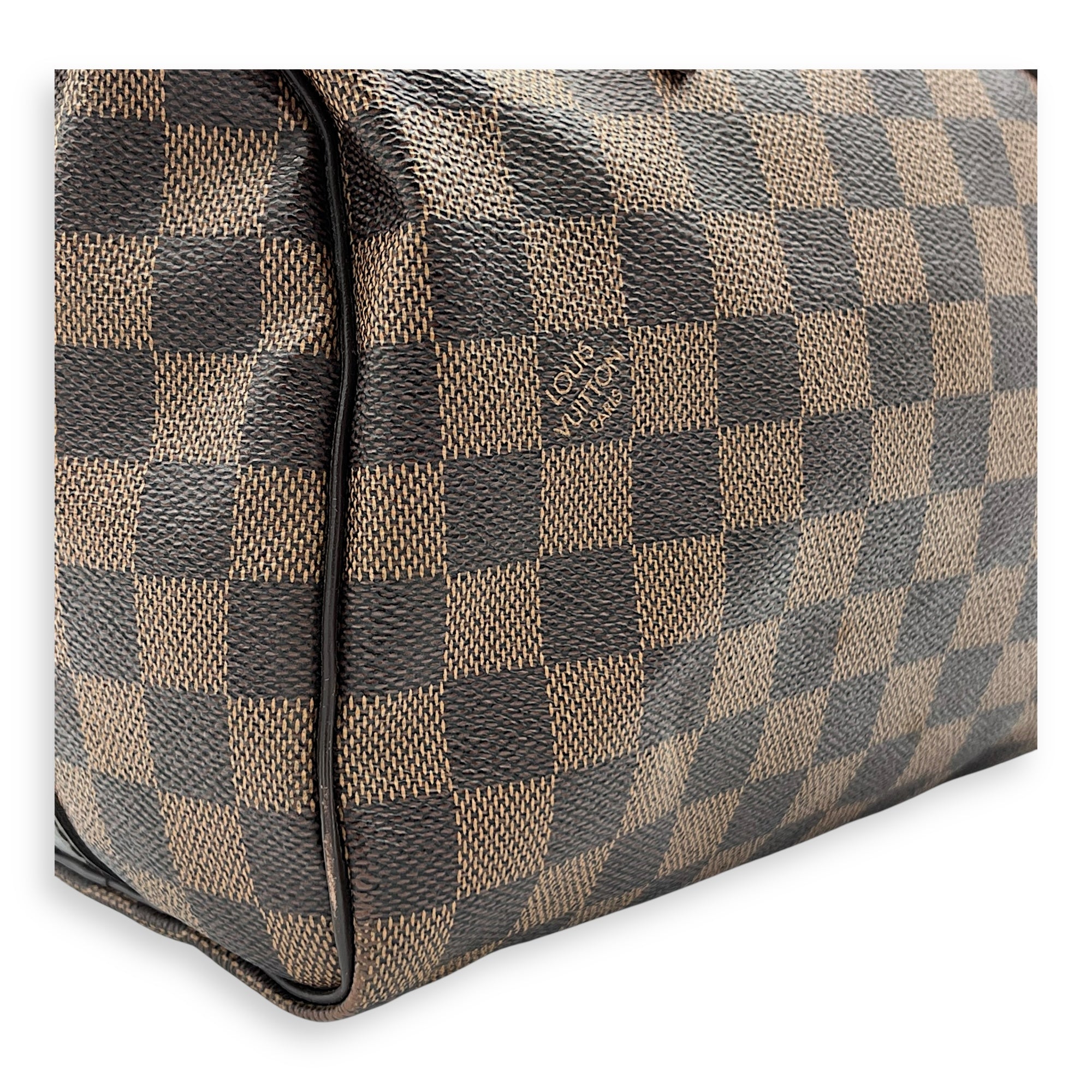 Louis Vuitton Speedy Bandouliere Top Handle Bag 25 Brown in Coated Canvas, Gold hardware_9