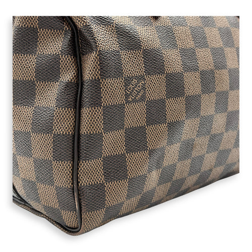 Louis Vuitton Speedy Bandouliere Top Handle Bag 25 Brown in Coated Canvas, Gold hardware_9