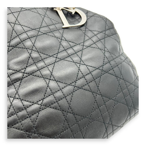 Christian Dior Soft Cannage Black Top Handle Bag in Calfskin, Silver hardware_9