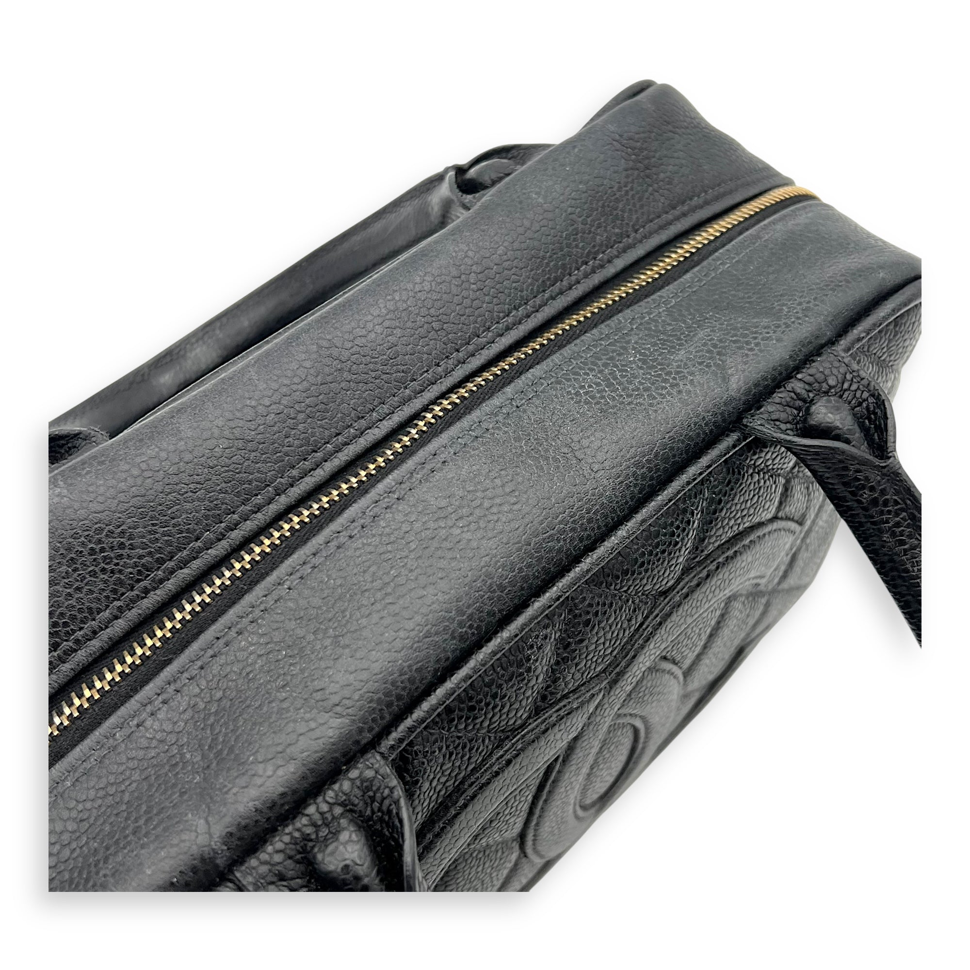 Chanel Vintage Top Handle Bag Black in Caviar Leather, Gold hardware_9