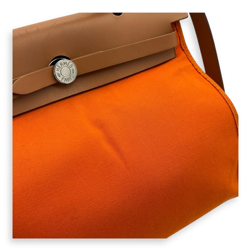 Hermès Herbag 31 Orange Top Handle Bag in Canvas, Silver hardware_9