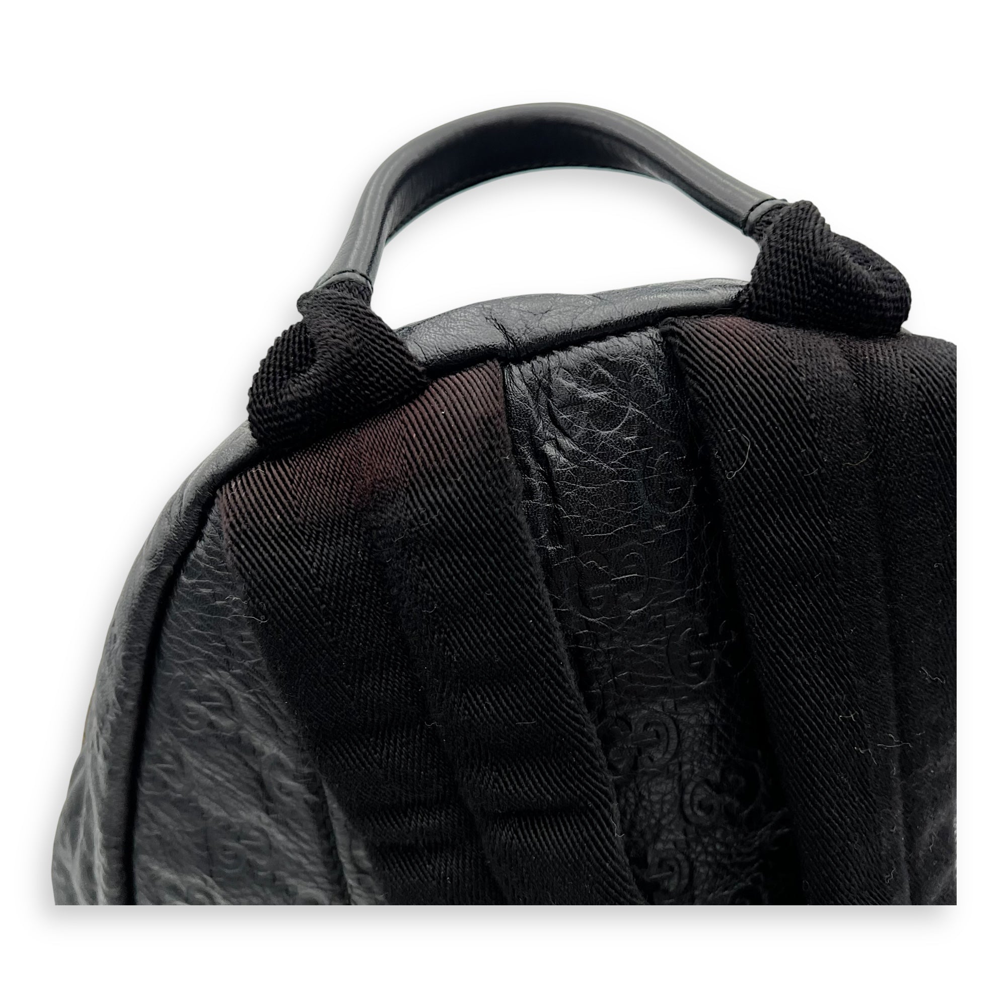 Gucci Guccissima Backpack Black in Calfskin, Gold hardware_9